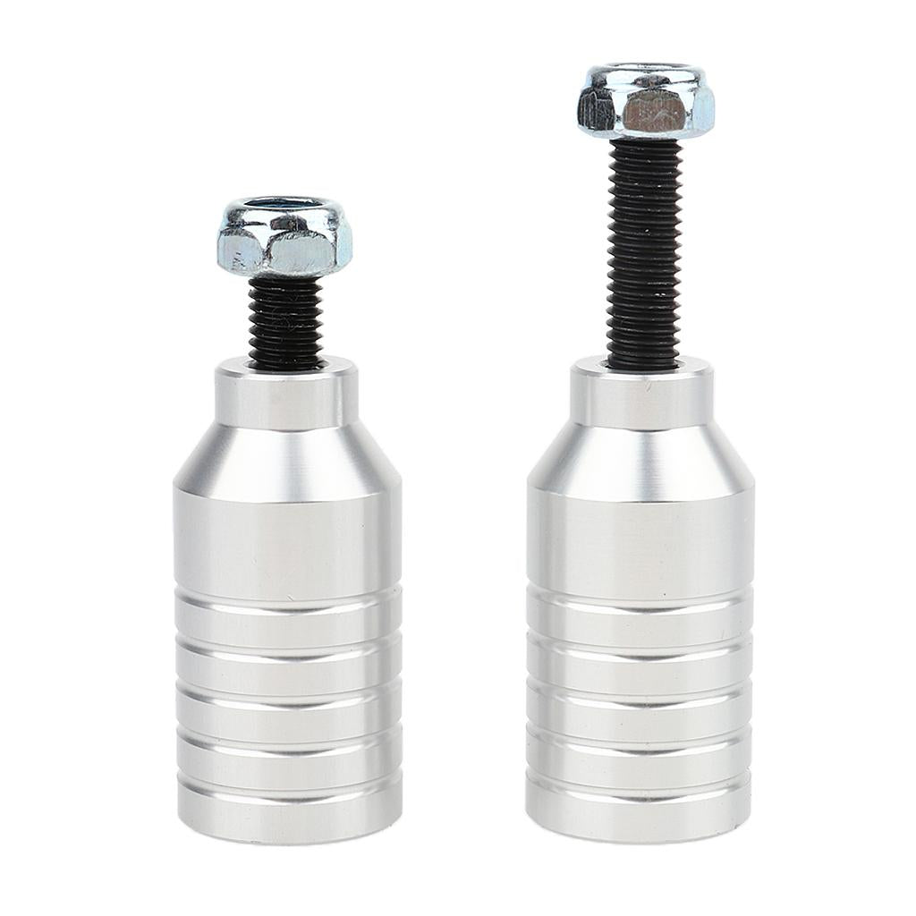 2pcs Scooter Stunt Pegs Set Alloy Scooter Pegs & Axles 55mm + 70mm Silver