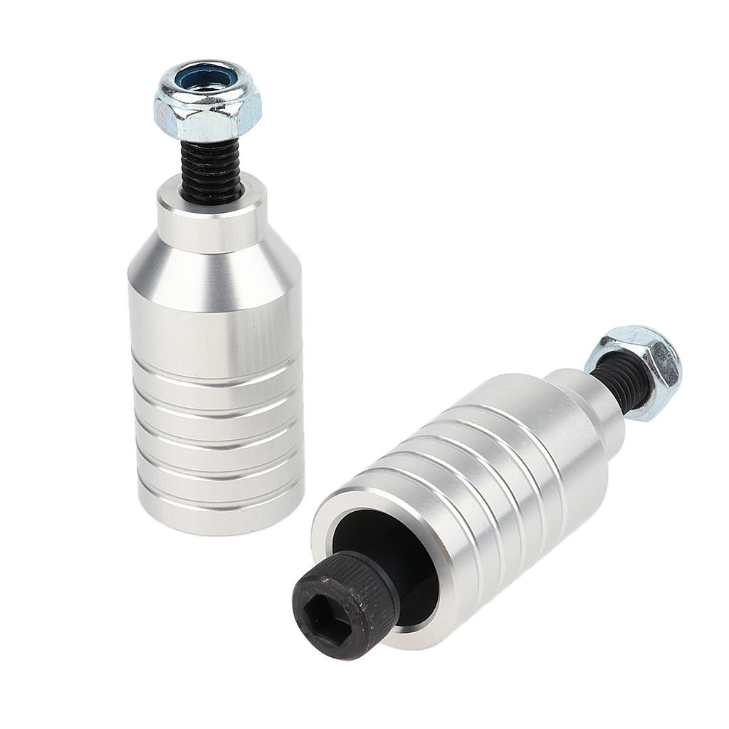 2pcs Scooter Stunt Pegs Set Alloy Scooter Pegs & Axles 55mm + 70mm Silver
