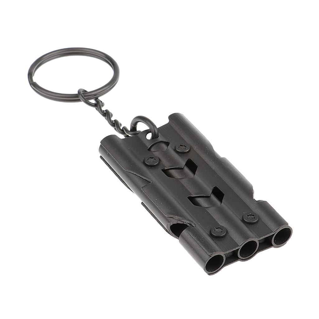 Outdoor High Decibel Survival Safety Emergency Triple Tube Whistle Black