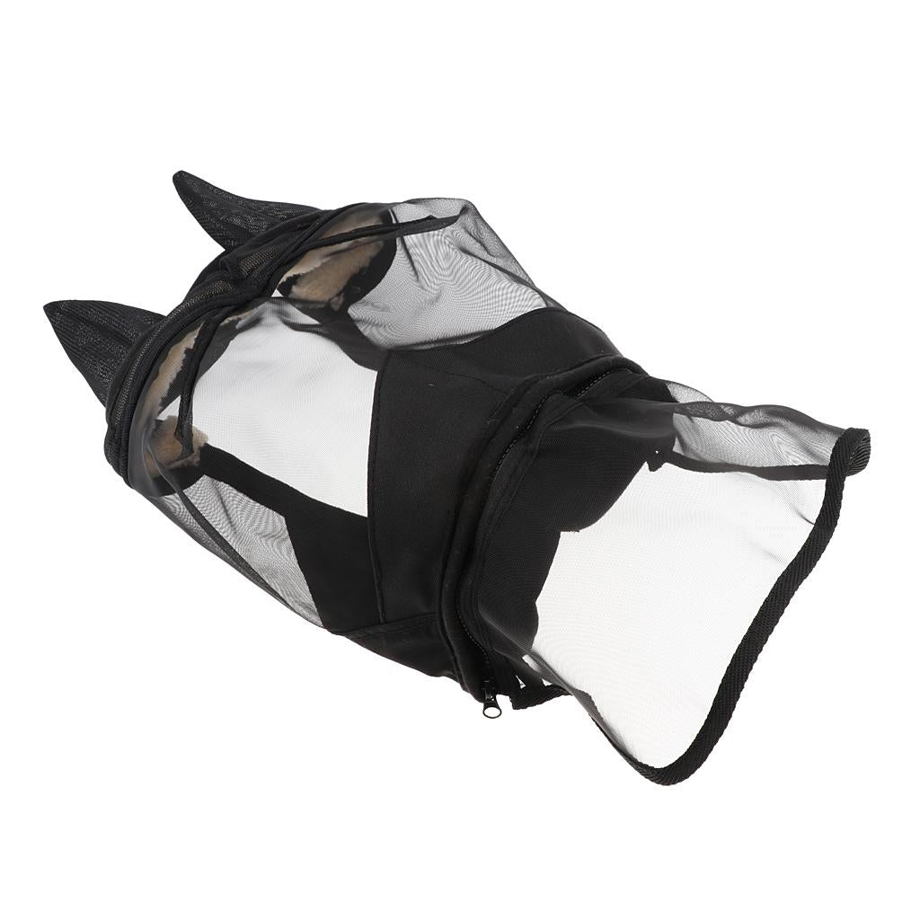 Horse Mesh Net Mask Bonnet Veils Face Cover w/ Ear Nose Anti Fly Eye Saver L