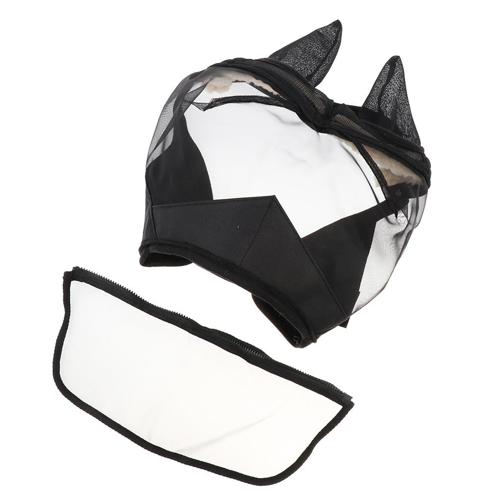 Horse Mesh Net Mask Bonnet Veils Face Cover w/ Ear Nose Anti Fly Eye Saver L