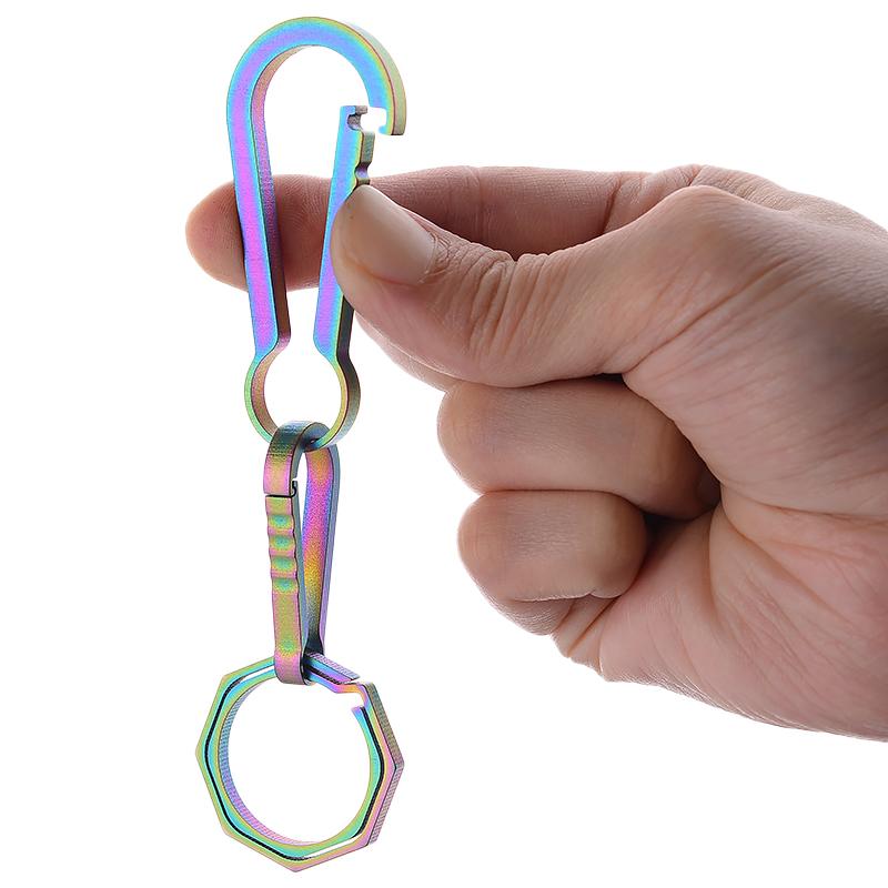 Titanium Alloy Keychain Buckle Spring Snap Hook Outdoor Clip 59mm Colorful