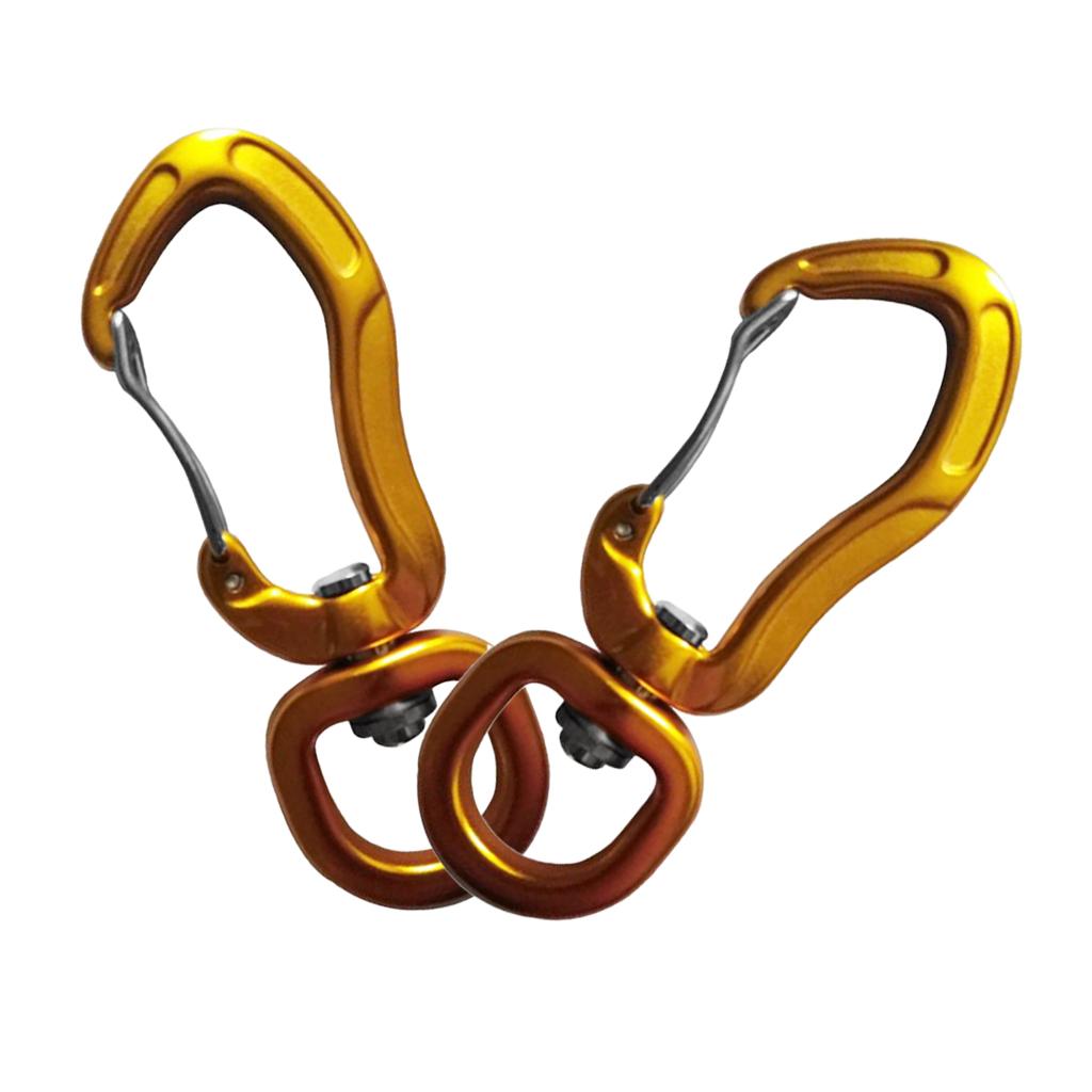 1 Pair Swivel Carabiner Hanging Connect Hook Camping 76mm gold round eye
