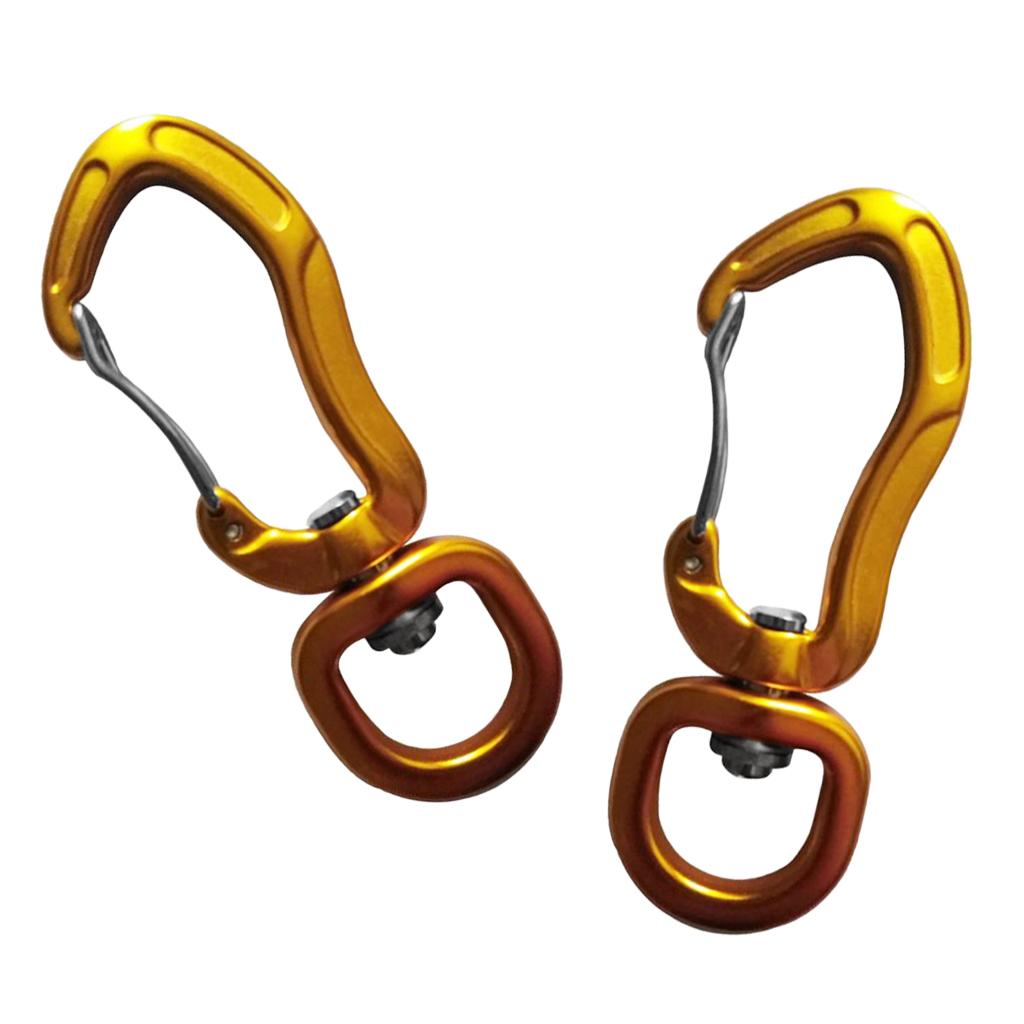 1 Pair Swivel Carabiner Hanging Connect Hook Camping 76mm gold round eye