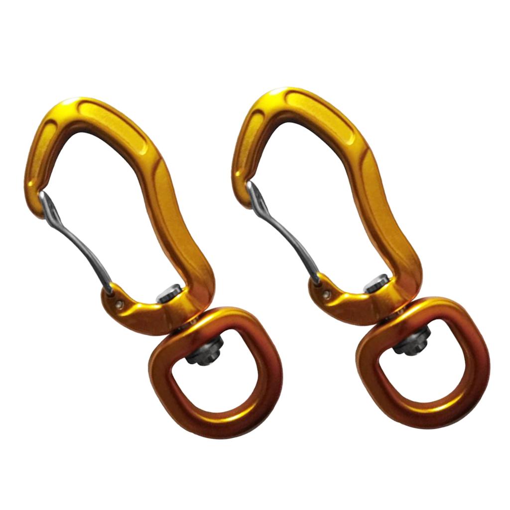 1 Pair Swivel Carabiner Hanging Connect Hook Camping 76mm gold round eye