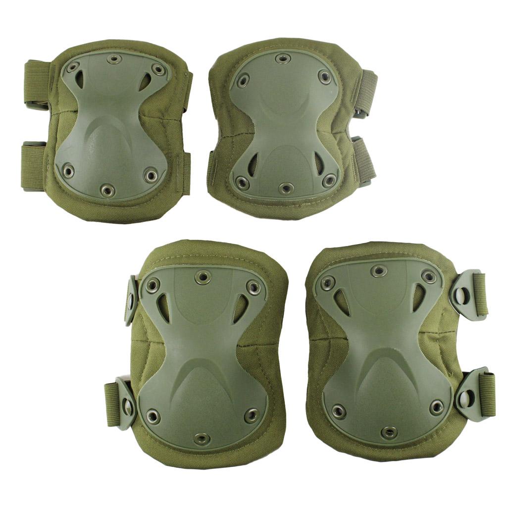 Adjustable Knee Pads Elbow Pads Outdoor Roller Skating Protective Kit Green