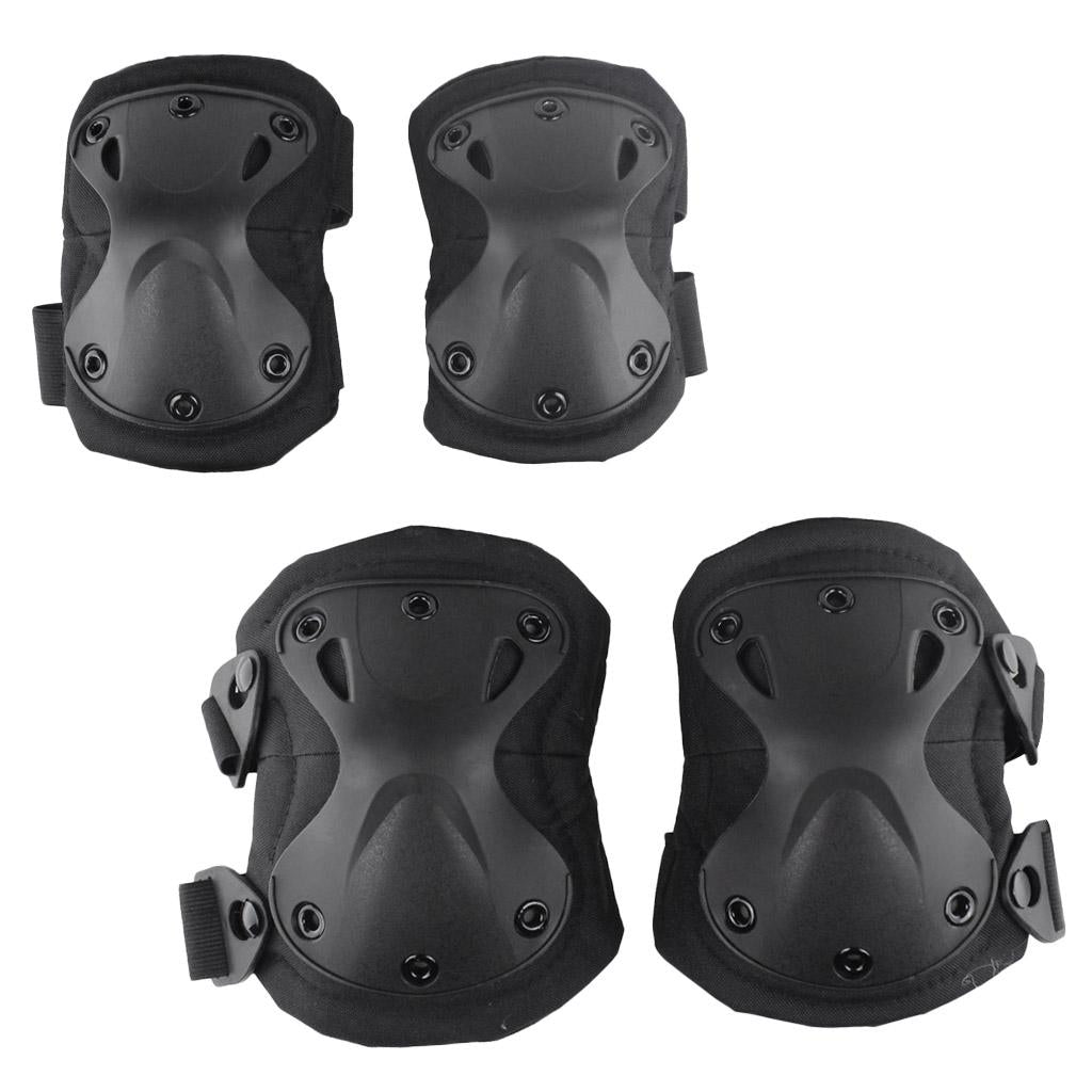 Adjustable Knee Pads Elbow Pads Outdoor Roller Skating Protective Kit Black