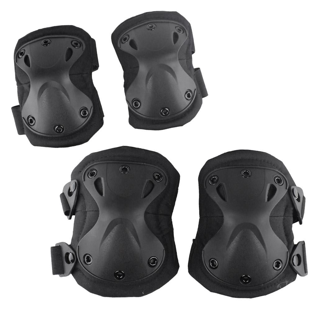 Adjustable Knee Pads Elbow Pads Outdoor Roller Skating Protective Kit Black