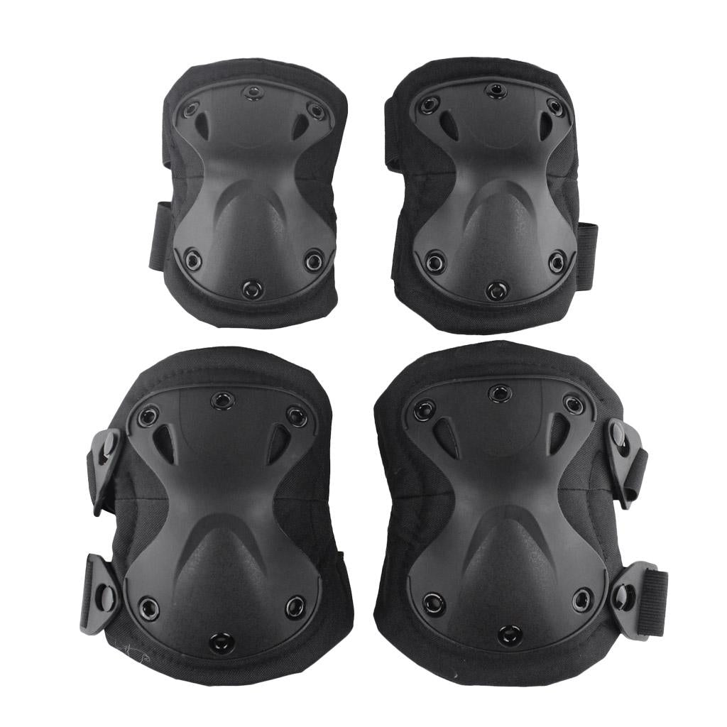 Adjustable Knee Pads Elbow Pads Outdoor Roller Skating Protective Kit Black
