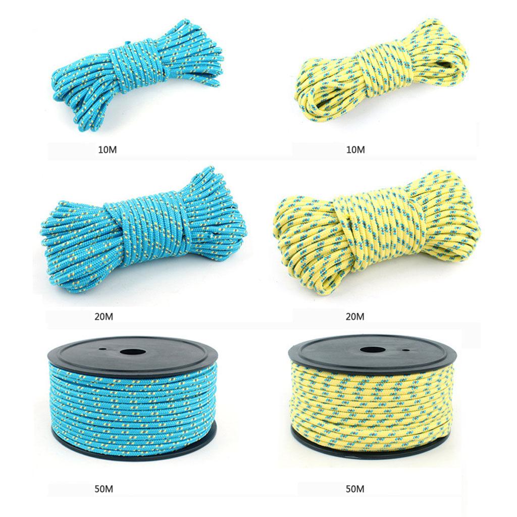 5mm Outdoor Camping Tent Guide Rope Guy Line Accessories 10m Light Yellow