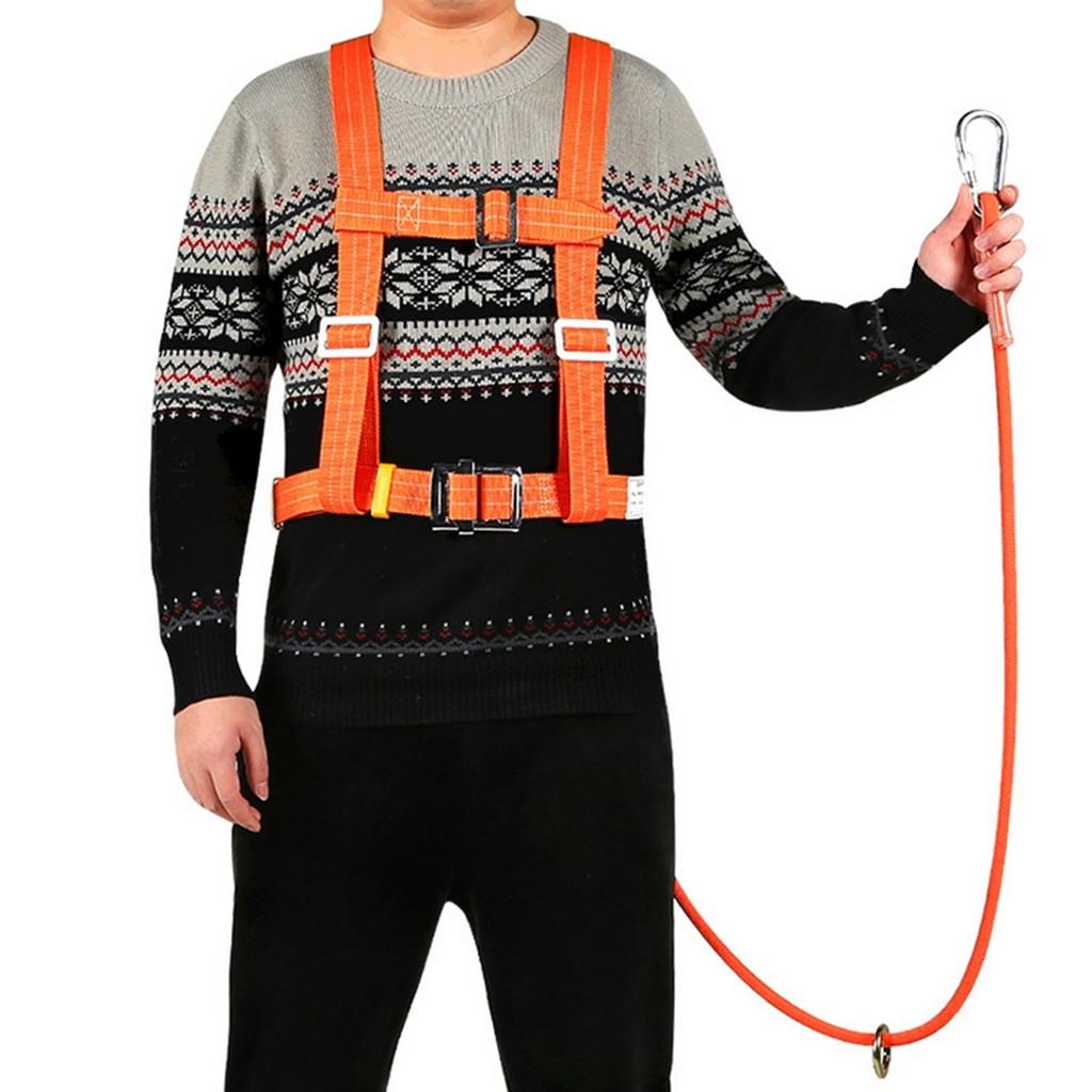 Outdoor 5 point Half Body Climbing Harness Safety Belt Rescue Rope S + 3m