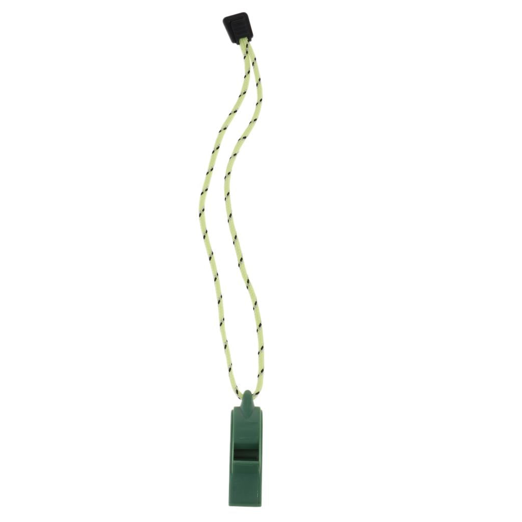 Outdoor High Decibel Camping Emergency Whistle with Lanyard Strap Green