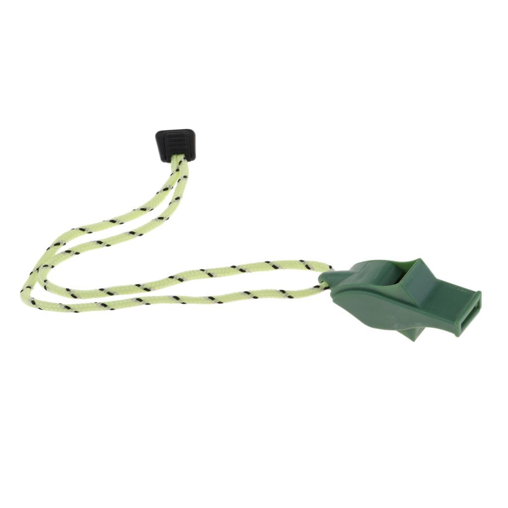 Outdoor High Decibel Camping Emergency Whistle with Lanyard Strap Green