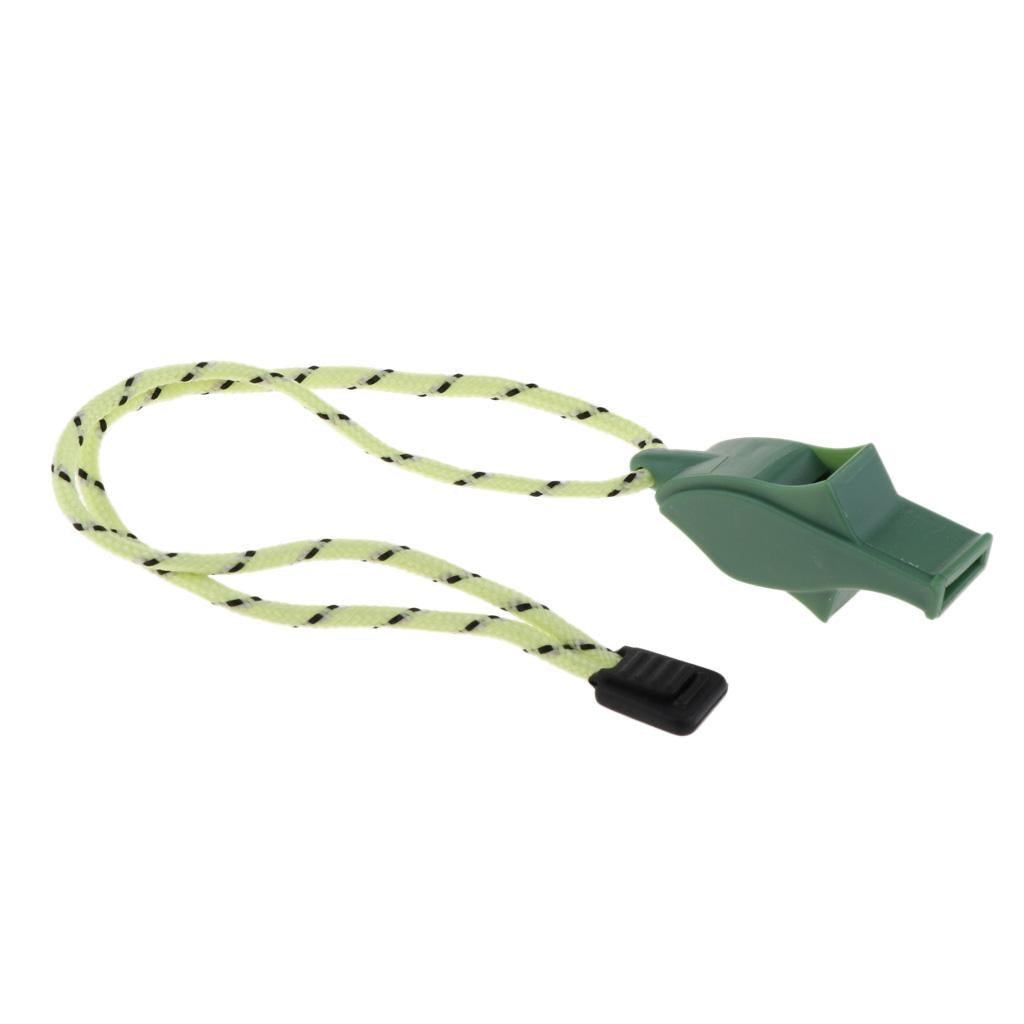 Outdoor High Decibel Camping Emergency Whistle with Lanyard Strap Green