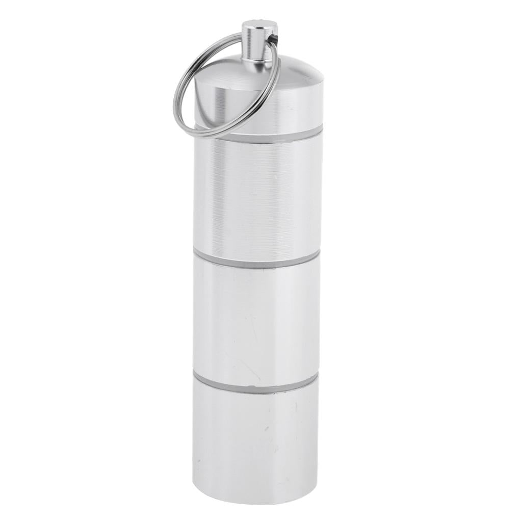 Aluminum Alloy Waterproof Pill Box Mini Tablet Case Separated Layers 93x25mm