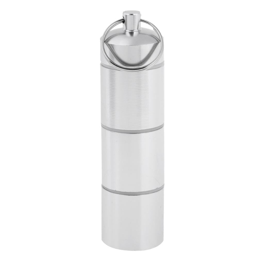 Aluminum Alloy Waterproof Pill Box Mini Tablet Case Separated Layers 93x25mm