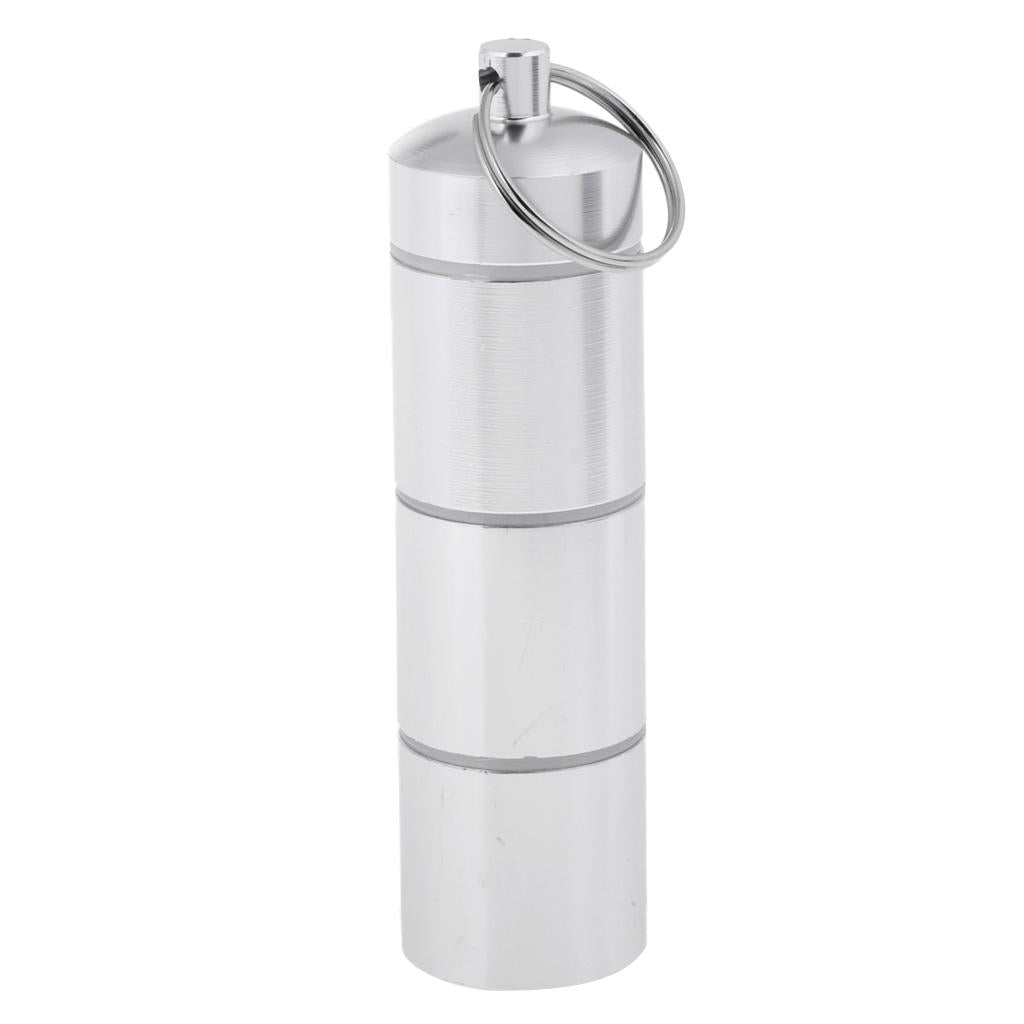 Aluminum Alloy Waterproof Pill Box Mini Tablet Case Separated Layers 93x25mm