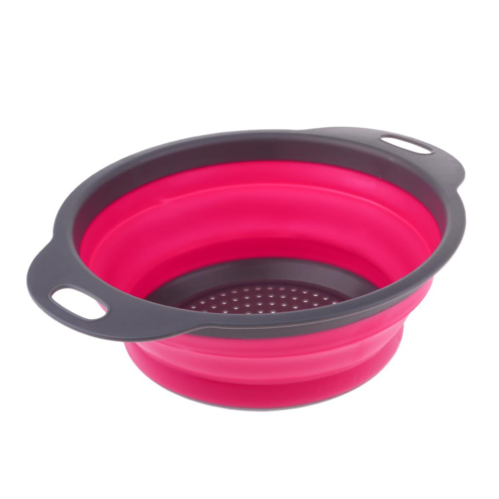 Camping Hiking Collapsible Colander Kitchen Folding Strainer Basket S Rose
