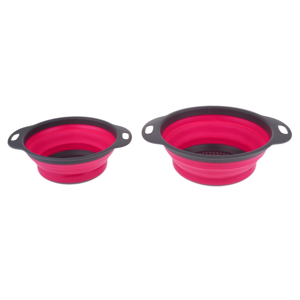 Camping Hiking Collapsible Colander Kitchen Folding Strainer Basket S Rose