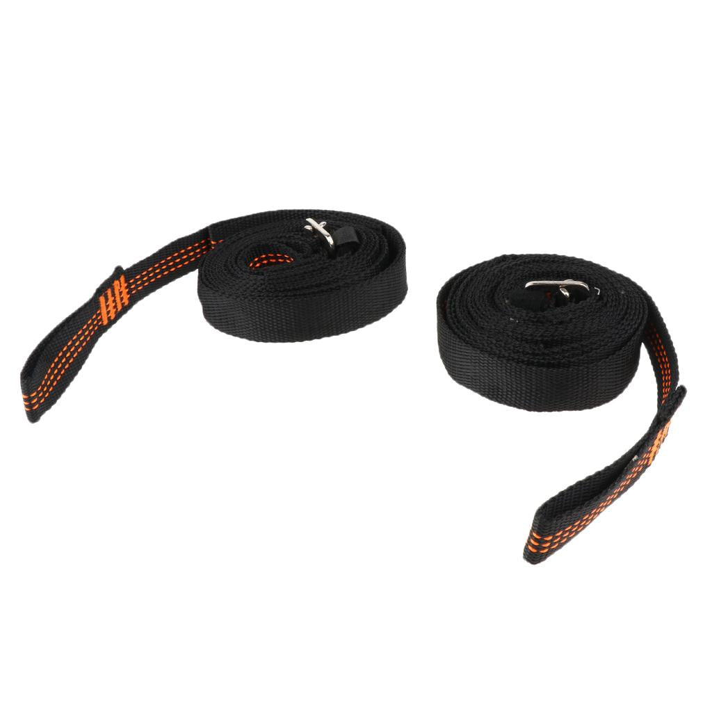 2pcs Hammock Hanging Tree Straps 300cm Swing Yoga Nylon Webbing Rope Orange