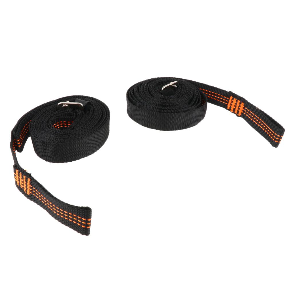 2pcs Hammock Hanging Tree Straps 300cm Swing Yoga Nylon Webbing Rope Orange
