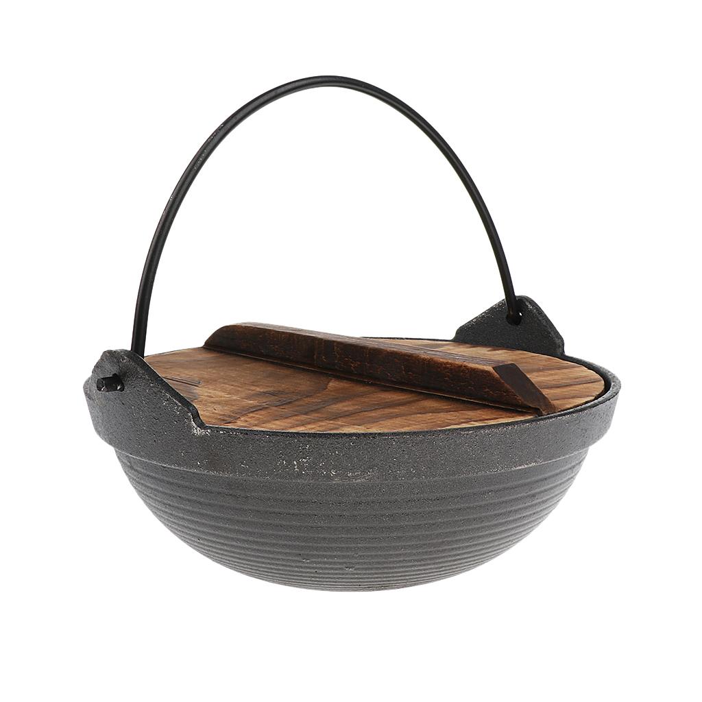 Portable Shallow Mouth Camping Hanging Pot Outdoor Cooking Cookware 20cm