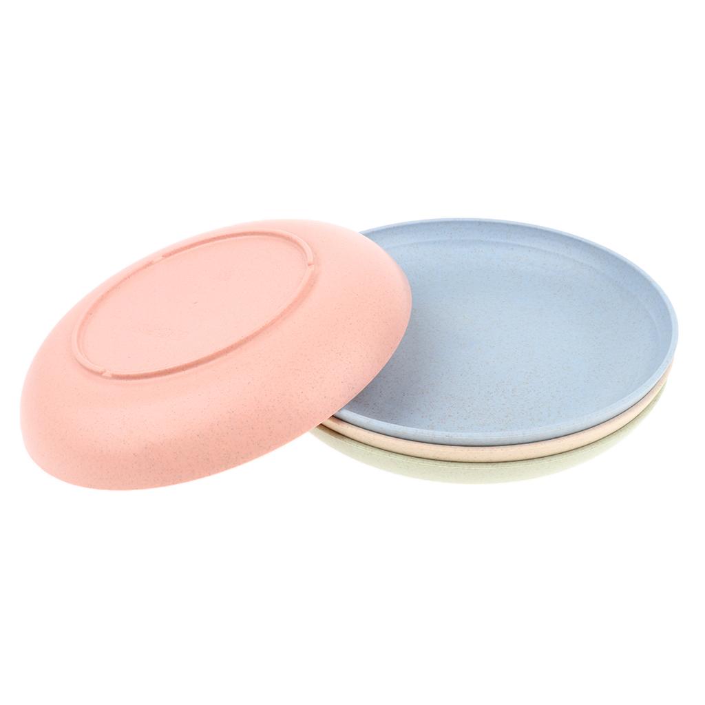 4pcs 20cm Wheat Straw Plates Dishes Set Food Salad Container Outdoor Camping