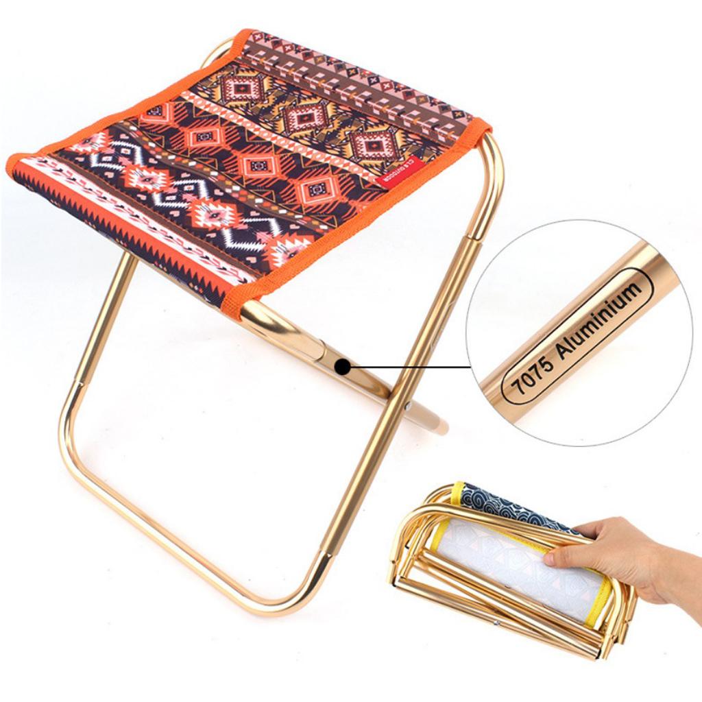 Ultralight Outdoor Folding Stool Fishing Camping Chair 27x25x23cm Orange