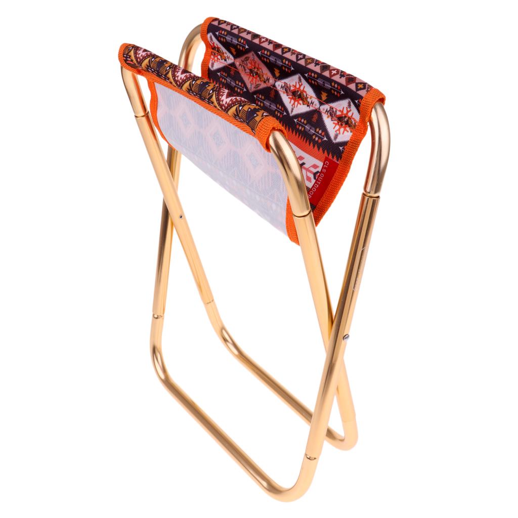 Ultralight Outdoor Folding Stool Fishing Camping Chair 27x25x23cm Orange