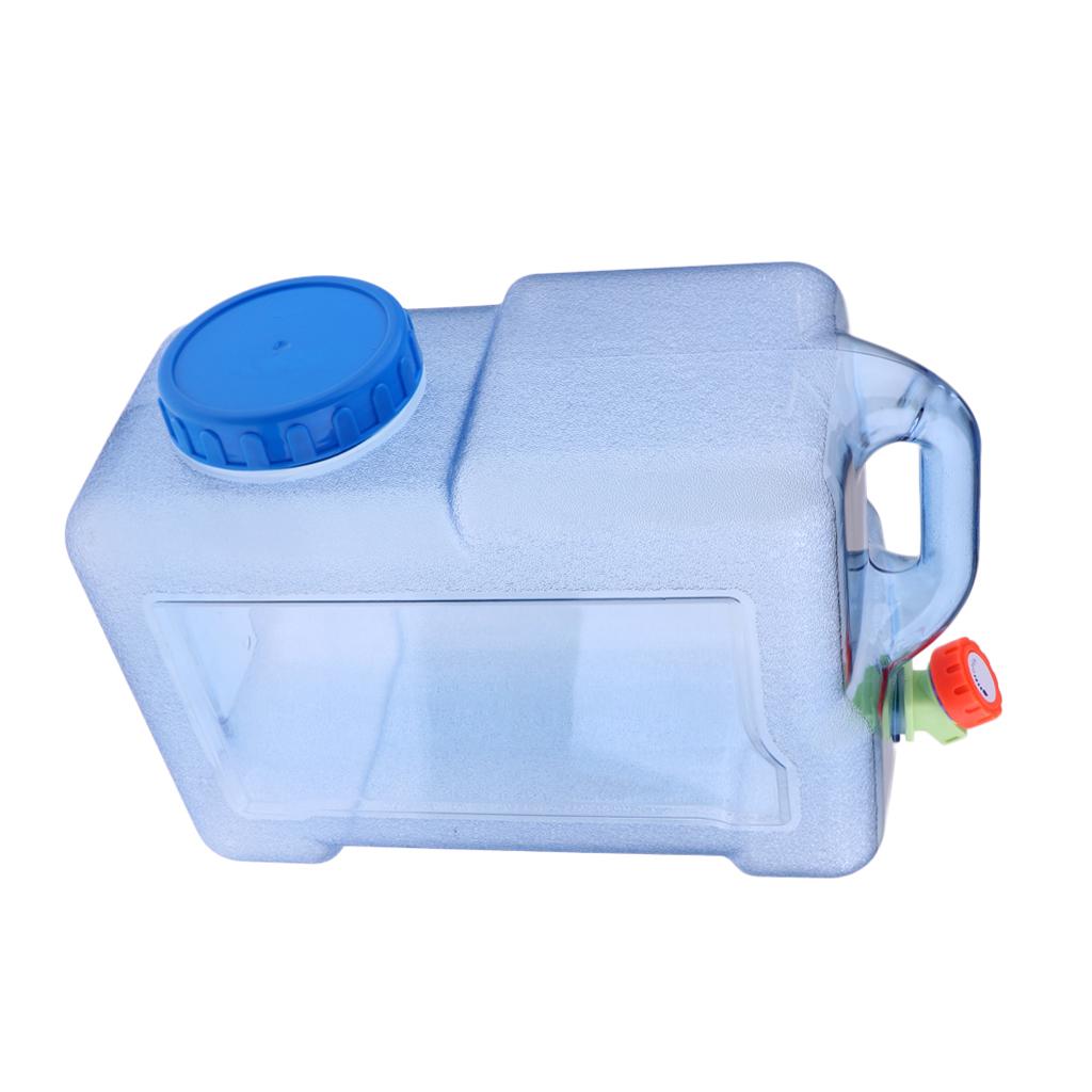12L Outdoor Camping Car Water Carrier Canister Storage Container Clear Blue