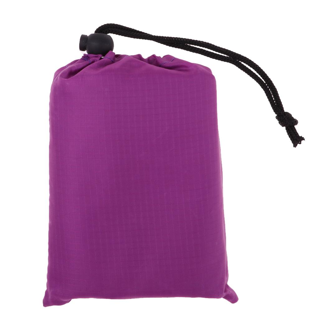 Waterproof Pocket Camping Blanket Mini Folding Handy Picnic Beach Mat Purple