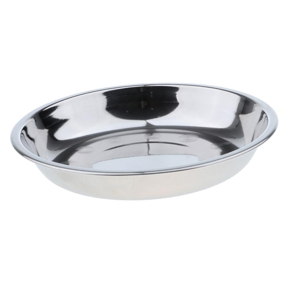 Stainless Steel Plate Dish Outdoor Camping Picnic Food Container 26x3.5cm