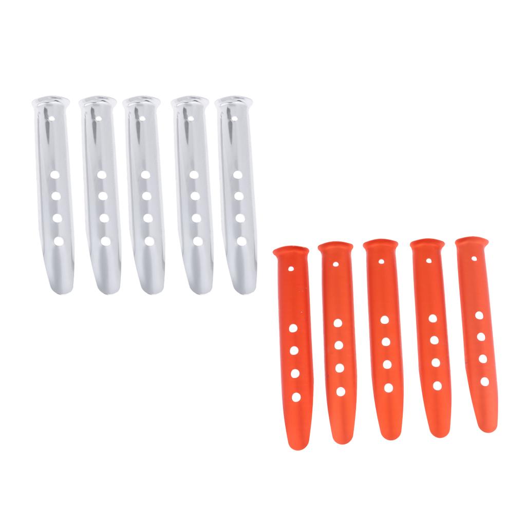 5 Pieces Aluminium Alloy Camping Hiking Tent Pegs Stakes Nails 230mm silver
