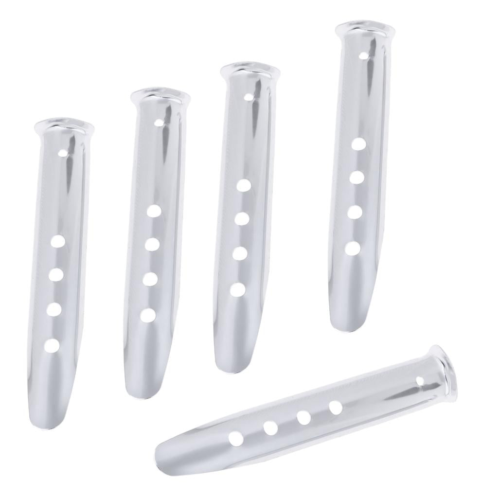 5 Pieces Aluminium Alloy Camping Hiking Tent Pegs Stakes Nails 230mm silver