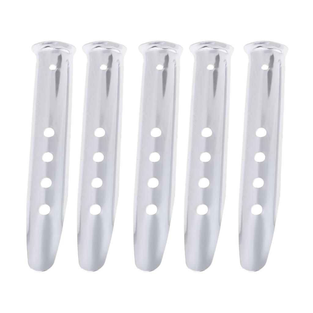 5 Pieces Aluminium Alloy Camping Hiking Tent Pegs Stakes Nails 230mm silver