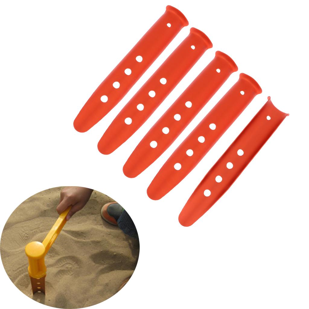 5 Pieces Aluminium Alloy Camping Hiking Tent Pegs Stakes Nails 230mm orange