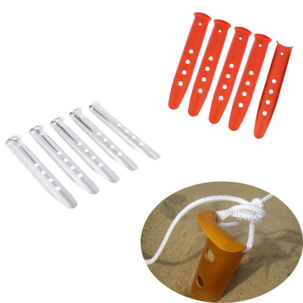 5 Pieces Aluminium Alloy Camping Hiking Tent Pegs Stakes Nails 230mm orange