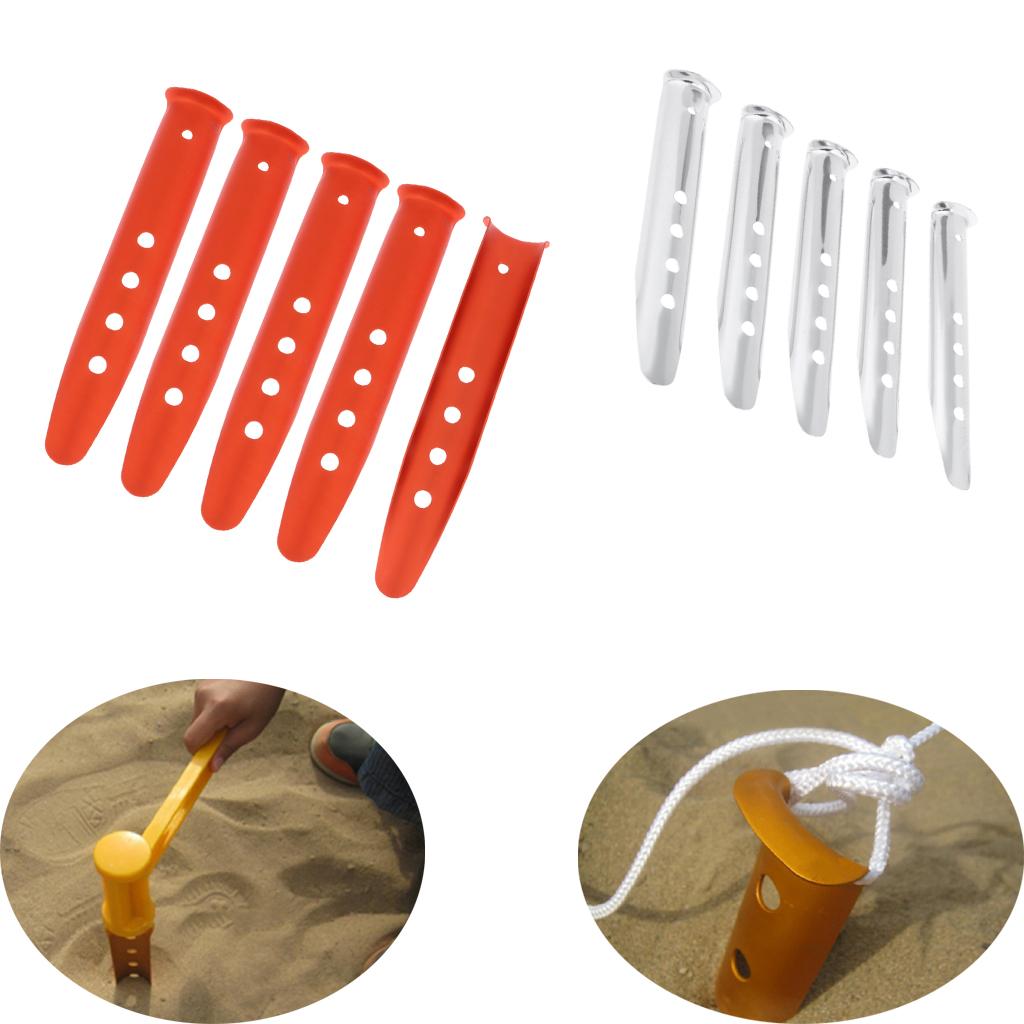 5 Pieces Aluminium Alloy Camping Hiking Tent Pegs Stakes Nails 230mm orange
