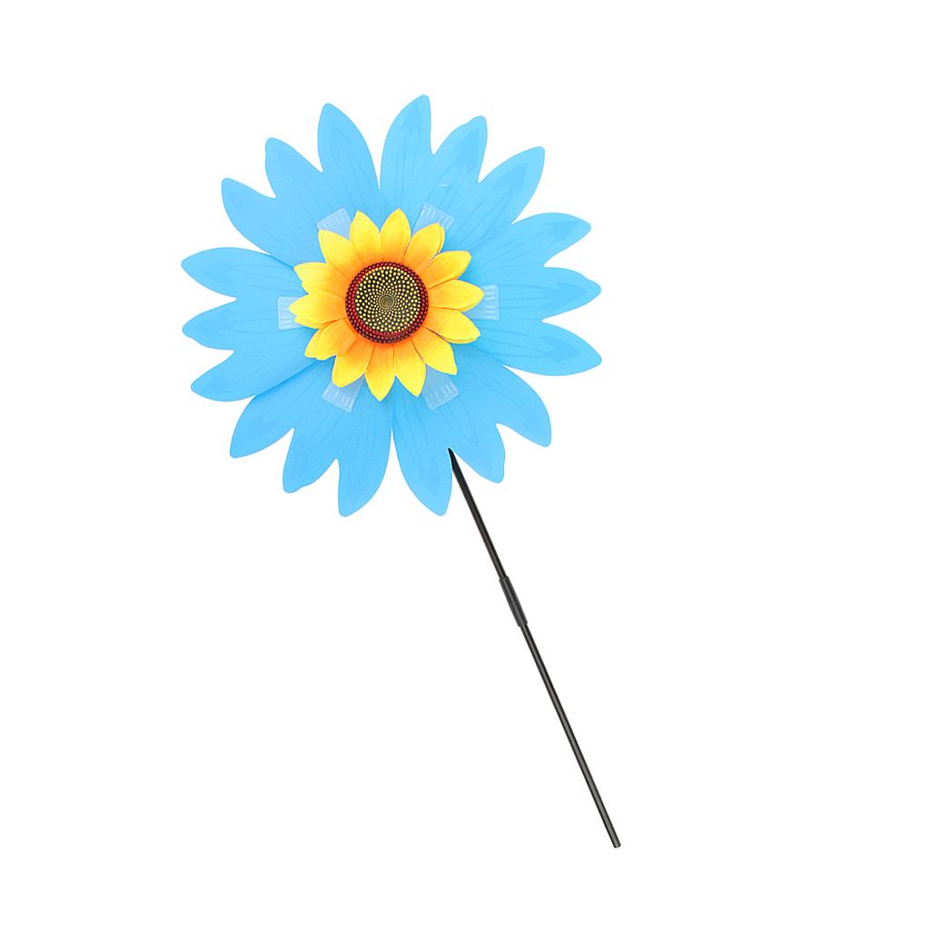 Camping Sun Flower Windmill Spinner Garden Park Decoration Ornament Blue