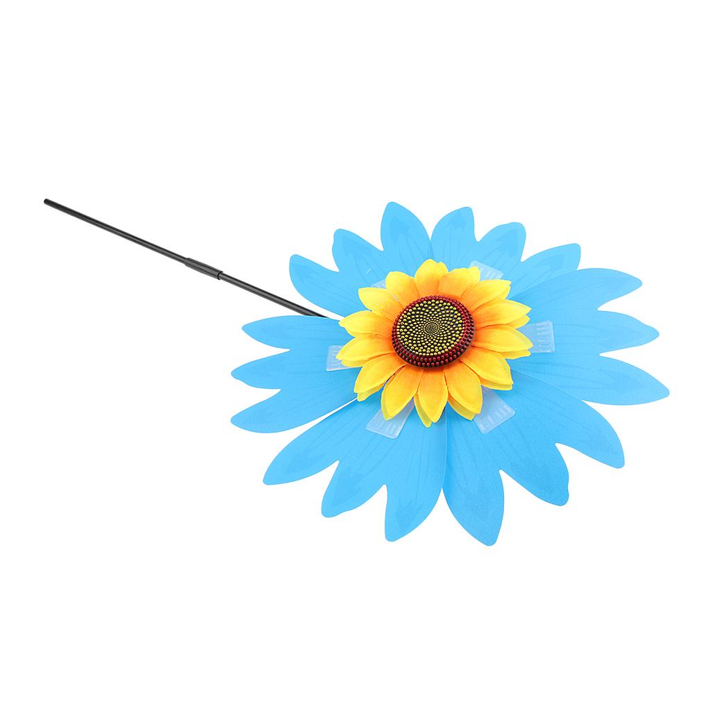 Camping Sun Flower Windmill Spinner Garden Park Decoration Ornament Blue