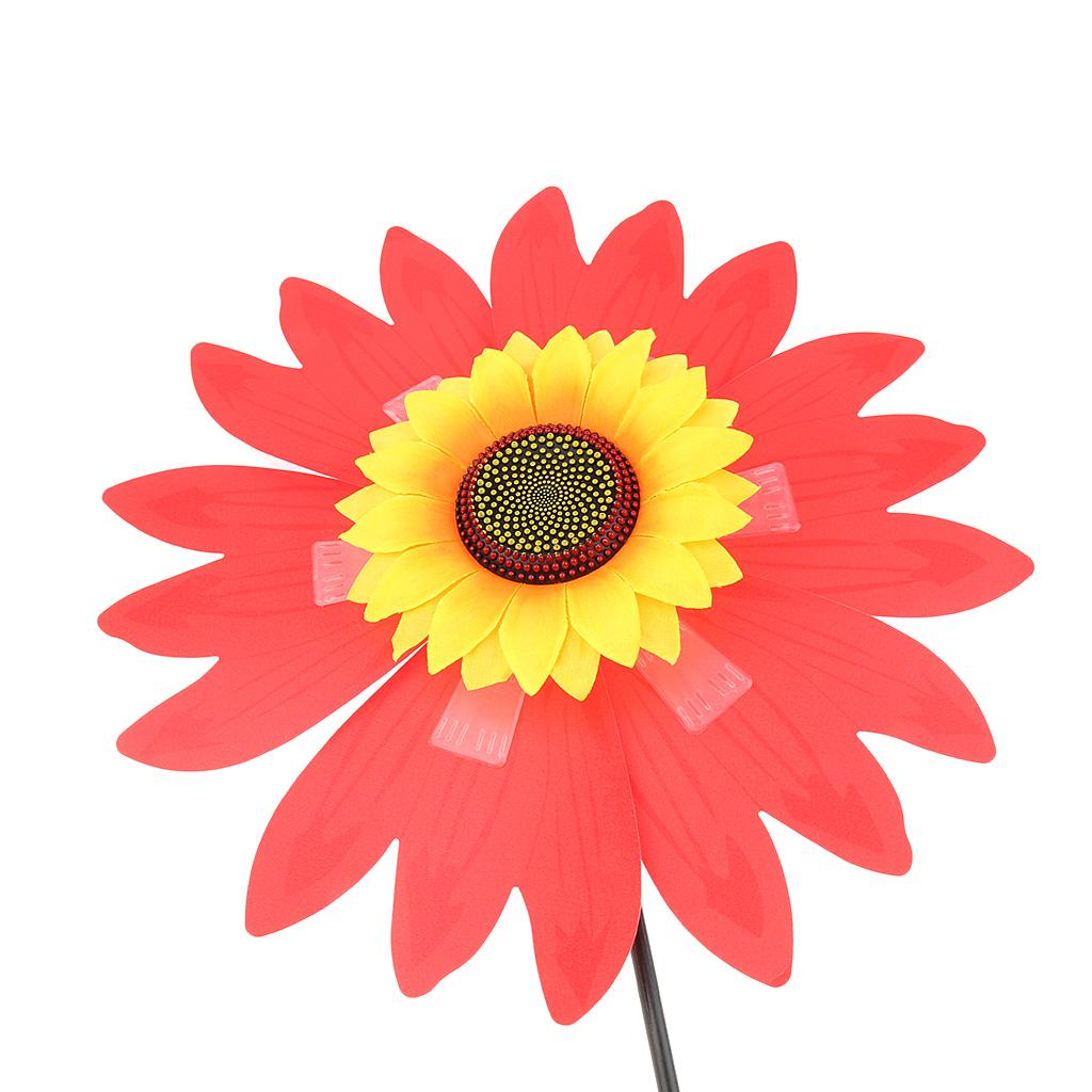 Camping Sun Flower Windmill Spinner Garden Park Decoration Ornament Red