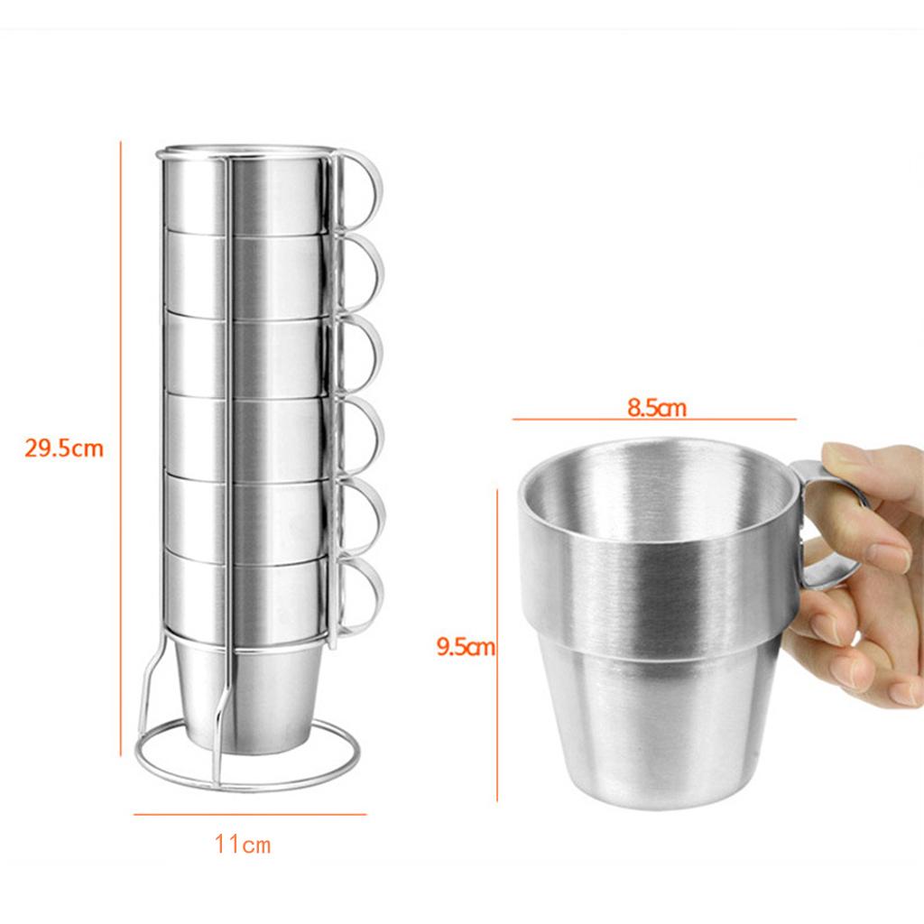 6 Pieces Stainless Steel Double Insulated Vacuum Coffee Mugs Water Tea Cup
