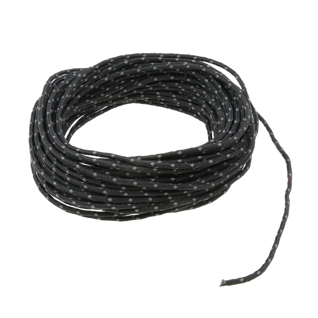 2.5mm 50ft Camping Tent Reflective Guyline Rope Awning Tarp Paracord Black
