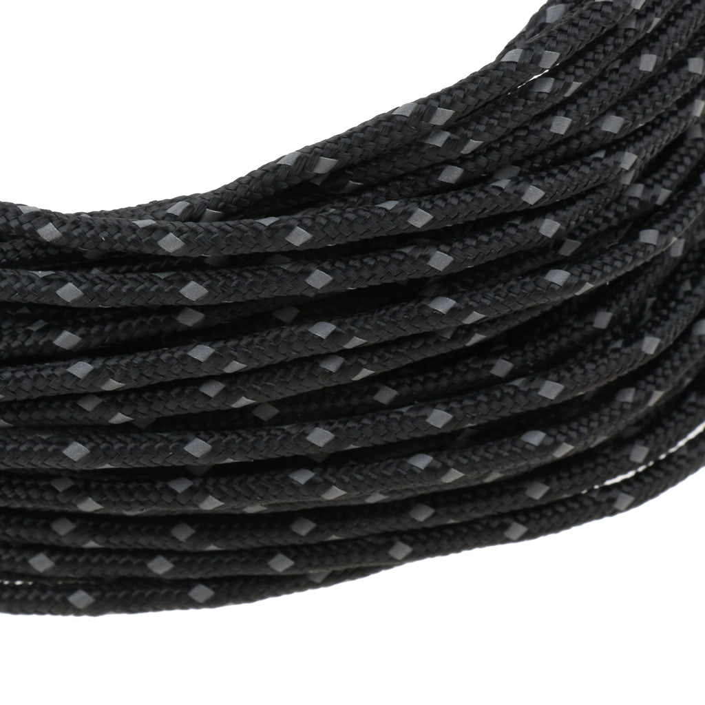 2.5mm 50ft Camping Tent Reflective Guyline Rope Awning Tarp Paracord Black