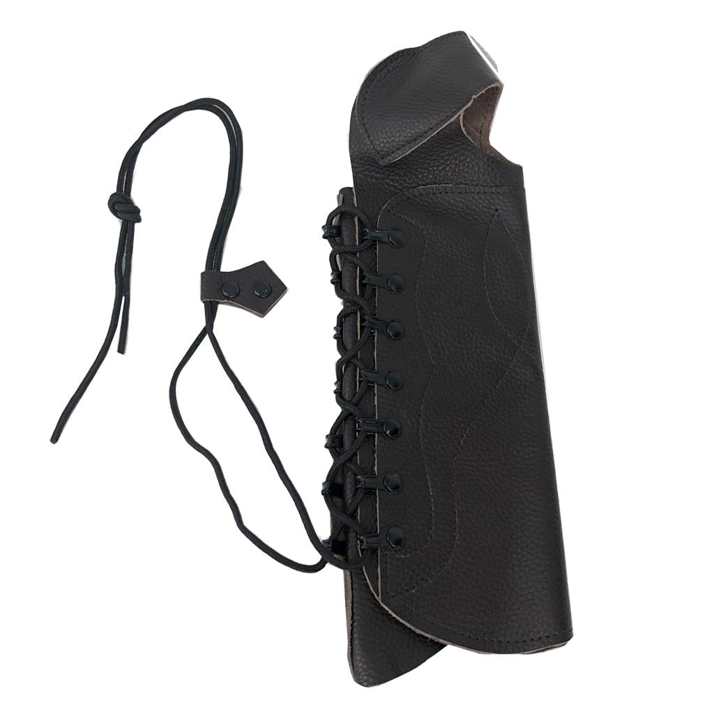 Black Cow Leather Shooting Archery Arm Guard Bow Protect Gear with Straps