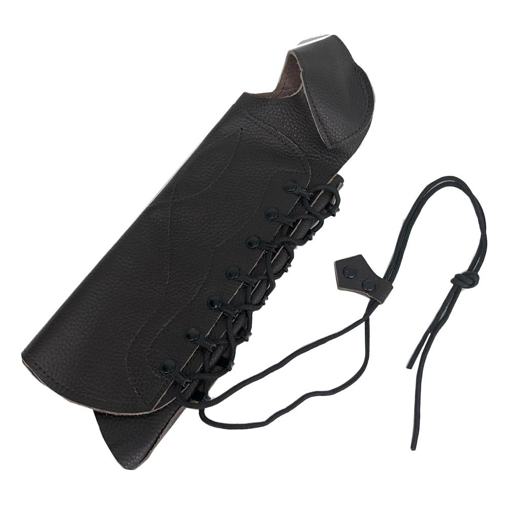 Black Cow Leather Shooting Archery Arm Guard Bow Protect Gear with Straps