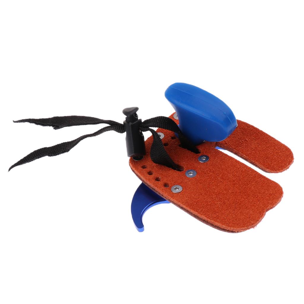 Cow Leather Archery Bow Finger Tab Protector Shooting Finger Guard Kit Blue