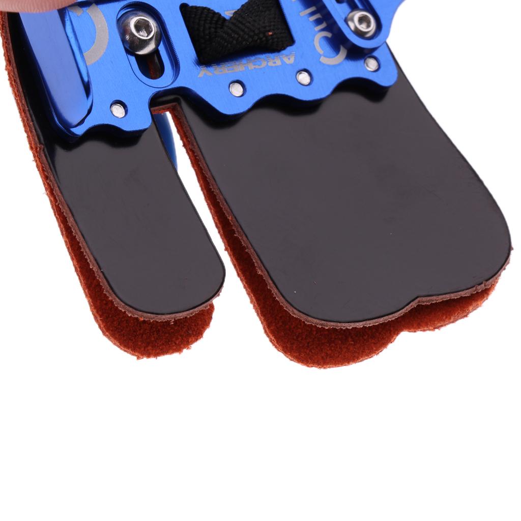 Cow Leather Archery Bow Finger Tab Protector Shooting Finger Guard Kit Blue