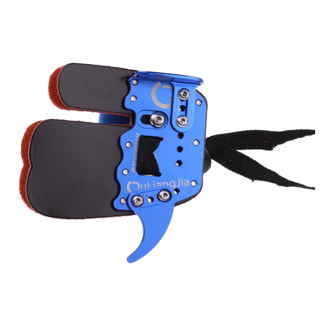 Cow Leather Archery Bow Finger Tab Protector Shooting Finger Guard Kit Blue
