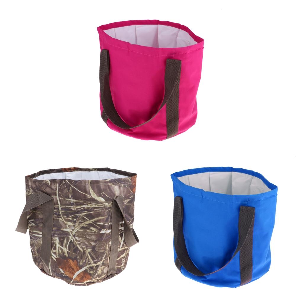 Portable Folding Washbasin Bucket Foldable Camping Water Pot Rose red